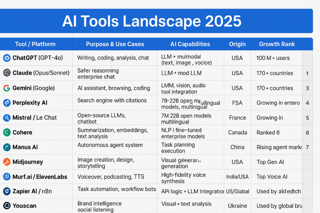 AI tools landscape infograph